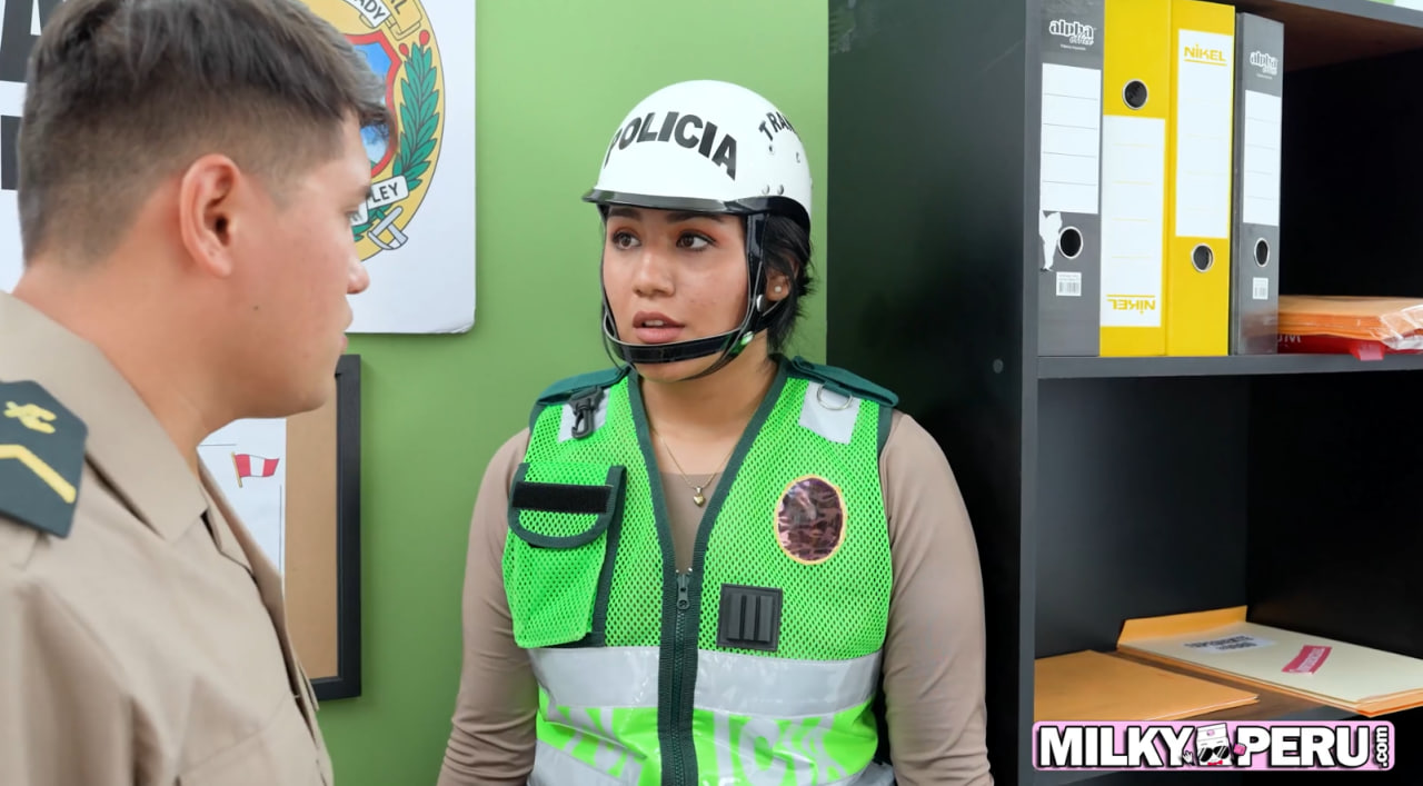 Police officer has sex with his subordinate at the police station - Amber Sim
